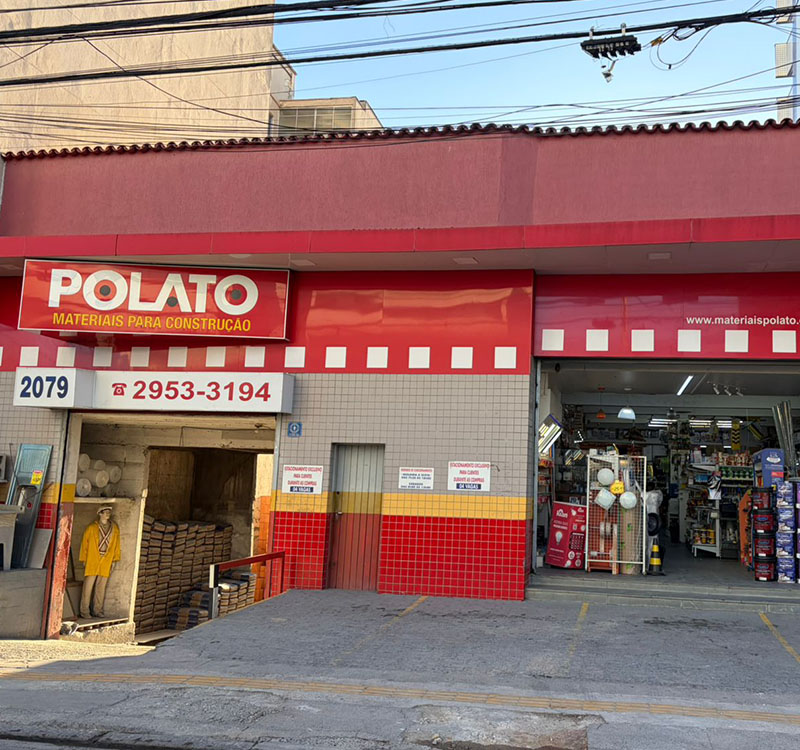 Fachada da loja Polato Materiais para Construção